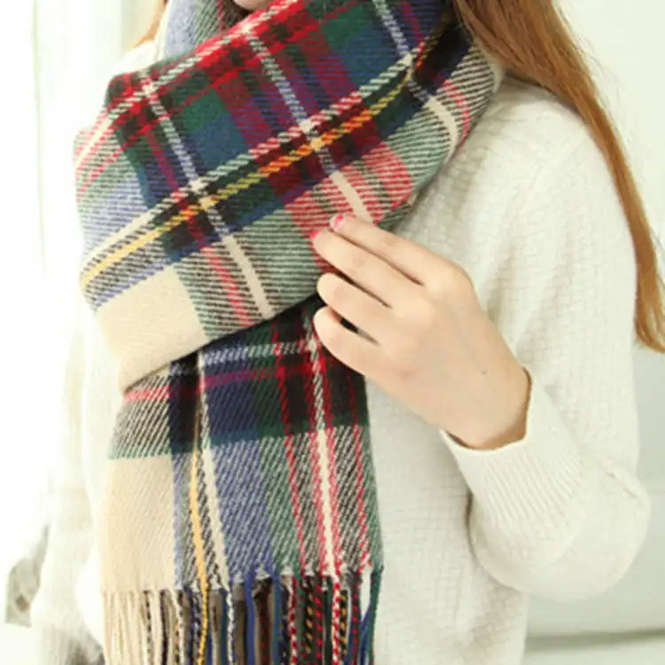 Gabriella | Women’s Multi Check Tassel Scarf