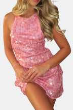 Sequin Halter Bodycon Mini Homecoming Dress