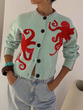 Wren | Women's Octopus Graphic Print Button Cardigan