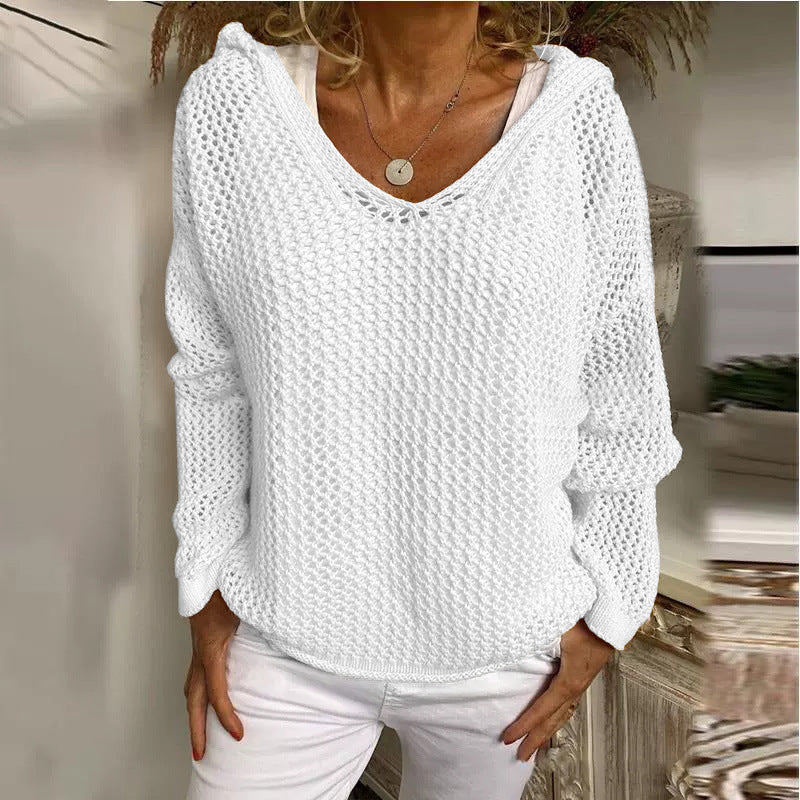 Emberlynn | Women's Open Weave Crochet Hoodie Sweater
