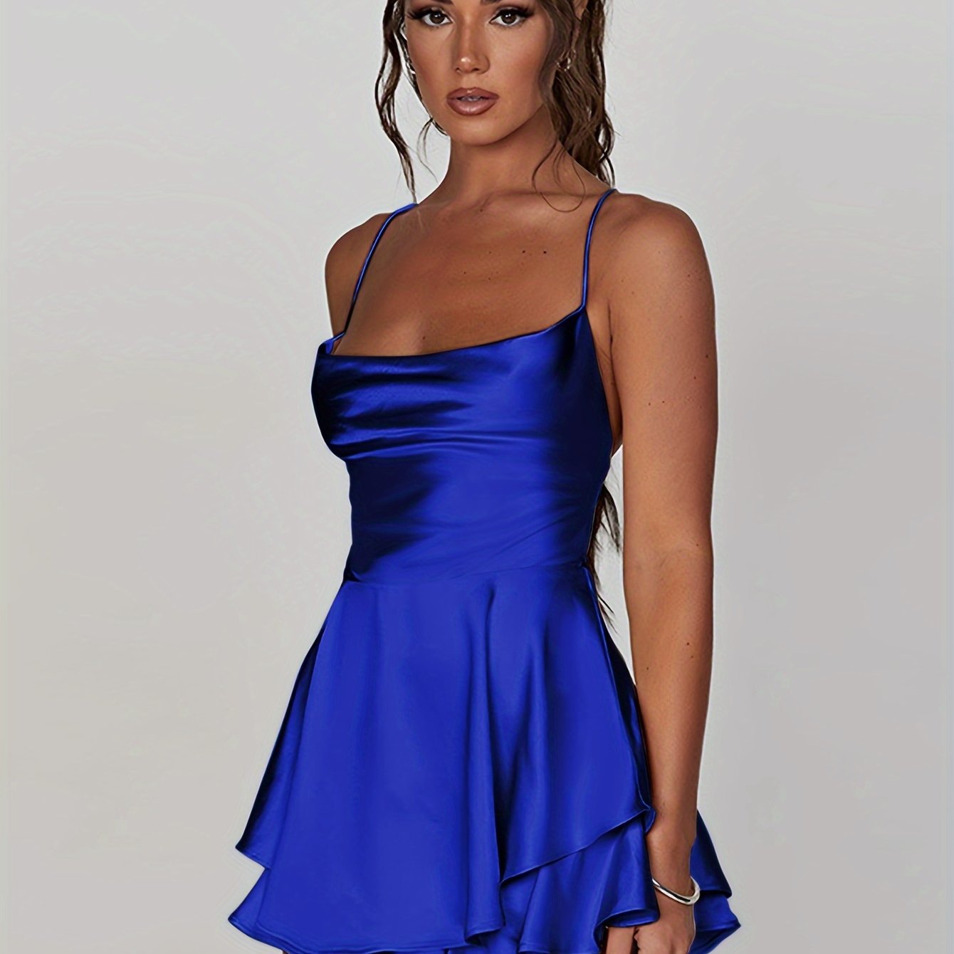 Fitted Ruched Tiered Mini Homecoming Dress
