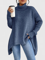 Marisette | Women's Asymmetric Hem Oversized Turtleneck Sweater
