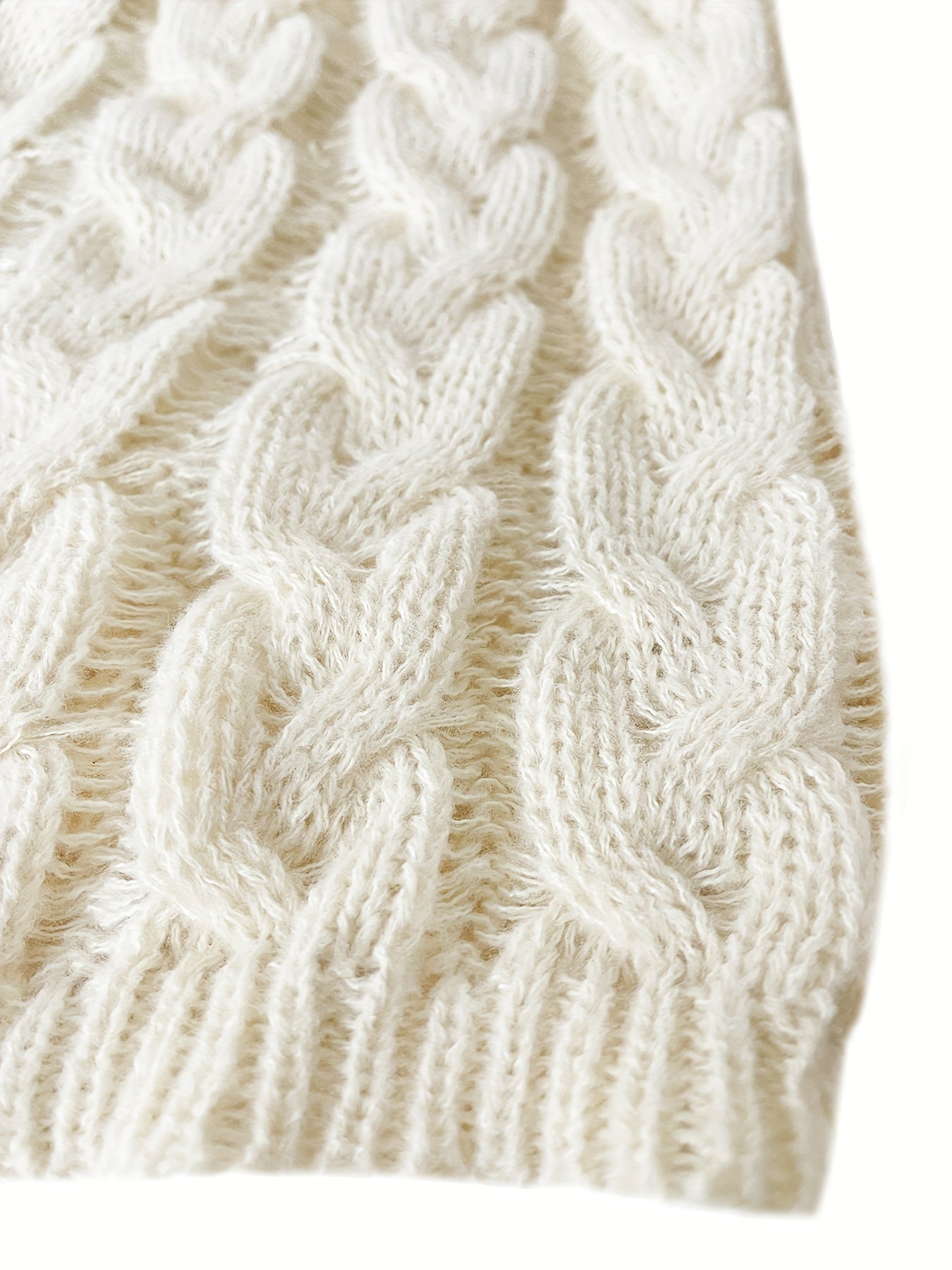 Rosalind | Women's Chunky Cable Knit V-Neck Sweater in Angola Mountain Wool