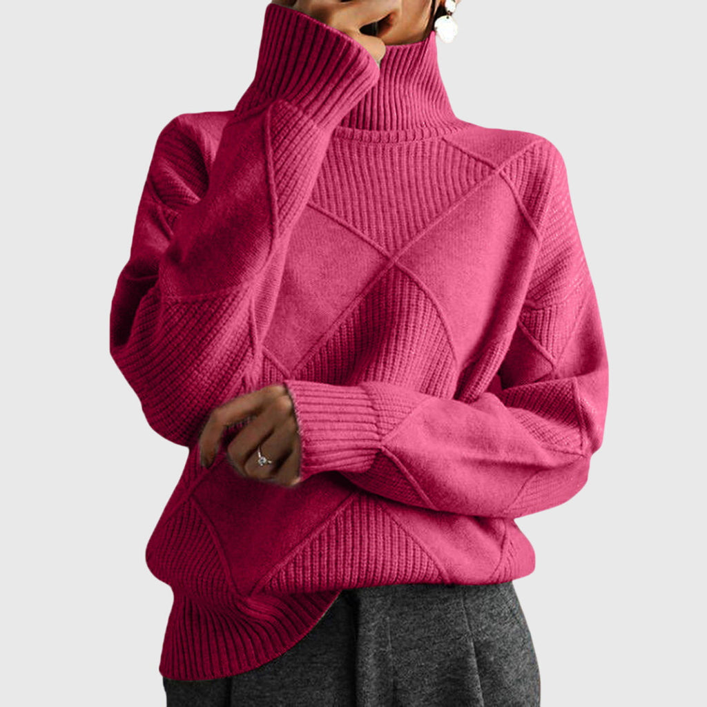 Sienna | Women's Diagonal Seam Roll Neck Sweater for Cosy Winter Wear