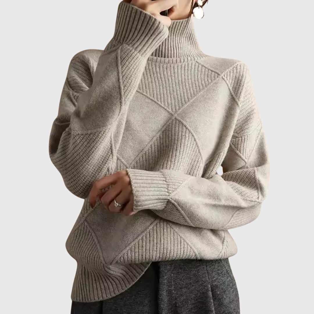 Sienna | Women's Diagonal Seam Roll Neck Sweater for Cosy Winter Wear