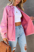 Camille | Women's Oversized Frayed Denim Shirt Jacket
