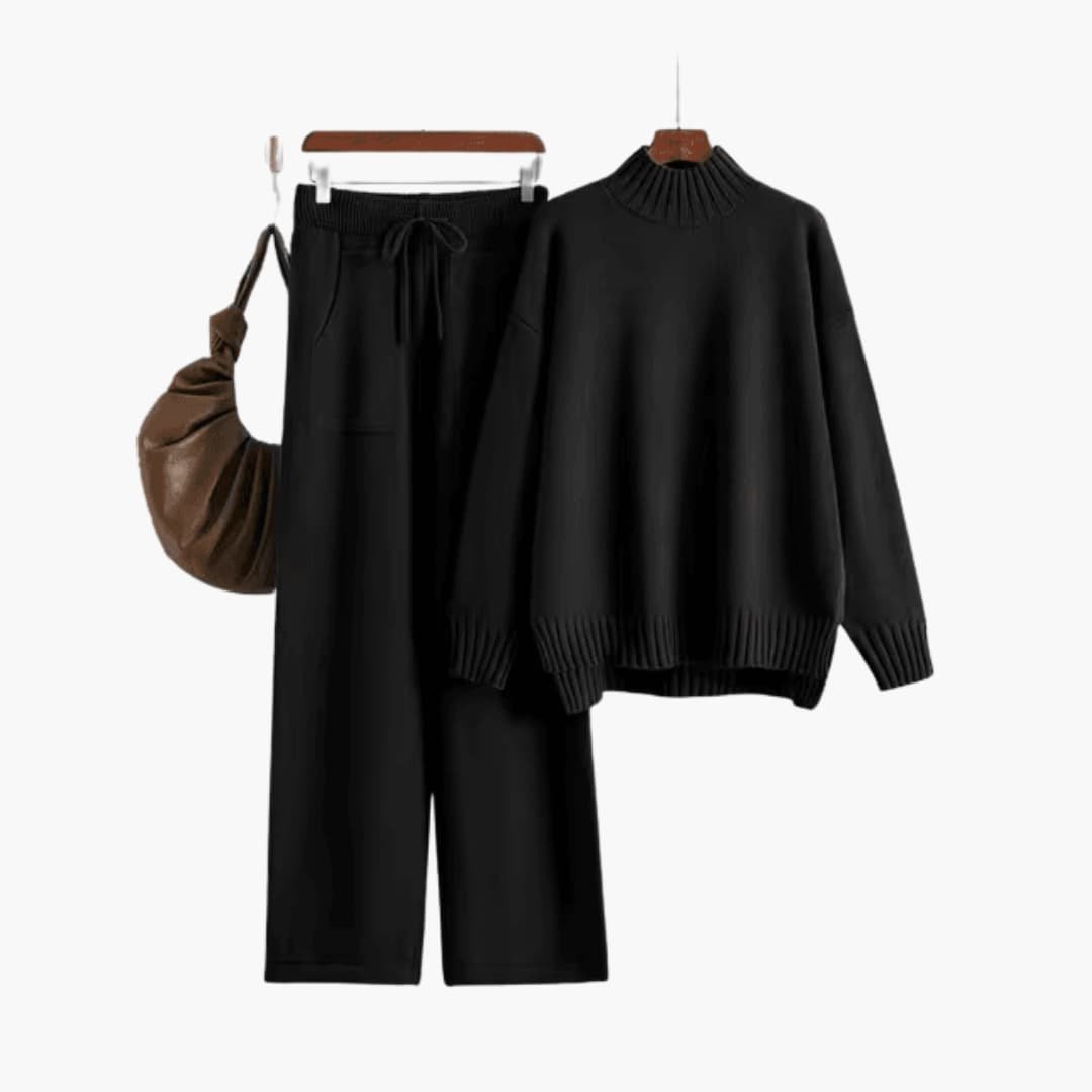 Philomena | Women's Wide Leg Pants and Mock Neck Sweater Two Piece Set
