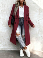 Genevieve | Women's Longline Double Breasted Coat with Notch Lapel