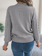 Elspeth | Women's Pointelle Cable Knit Crew Neck Sweater