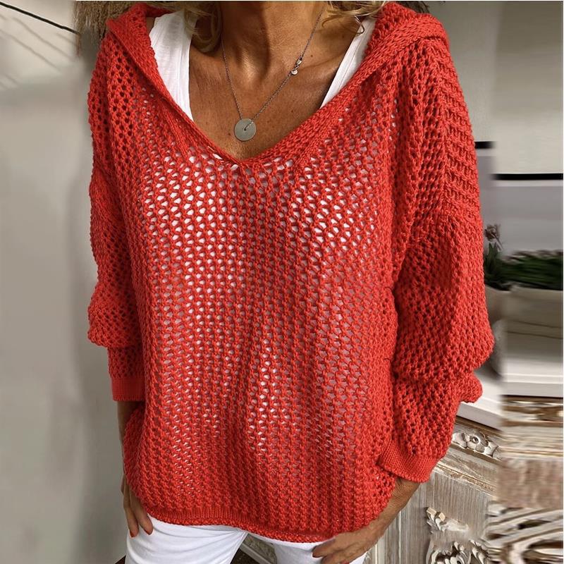 Emberlynn | Women's Open Weave Crochet Hoodie Sweater
