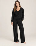 Cassidy | Women’s V Neck Loungewear Set with Wide Leg Pants