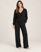 Cassidy | Women’s V Neck Loungewear Set with Wide Leg Pants