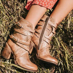 Amabelle | Women's Buckle Strap Heeled Ankle Boots with Block Heel
