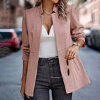 Marceline | Herringbone Tweed Blazer for Women in Pink