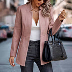 Marceline | Herringbone Tweed Blazer for Women in Pink