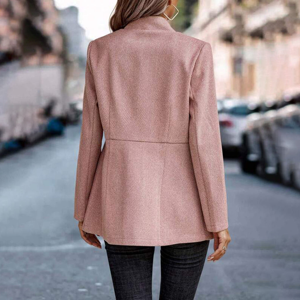 Marceline | Herringbone Tweed Blazer for Women in Pink