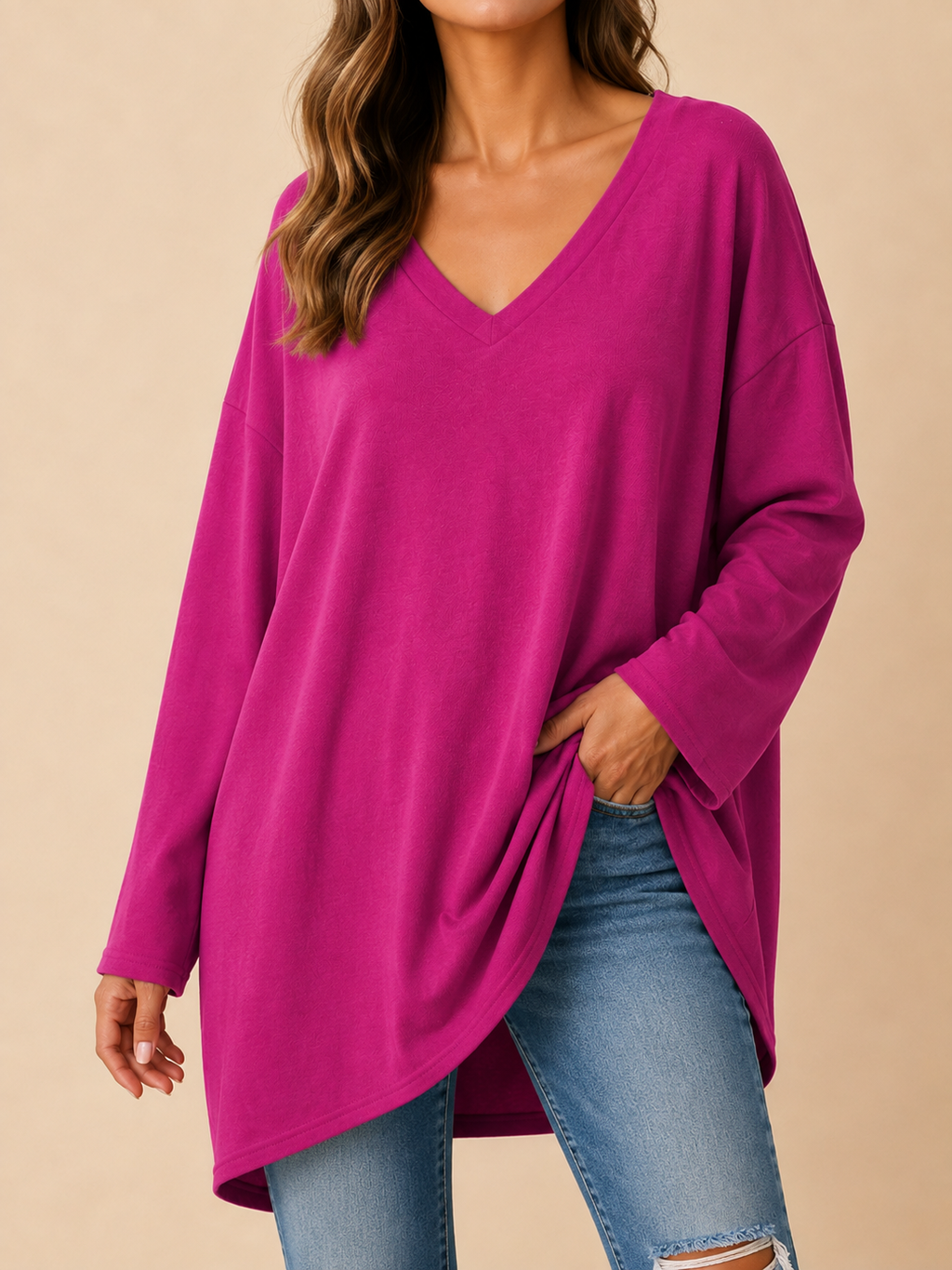 Wilhelmina | An Oversized V-Neck Tunic Top, Made for Women