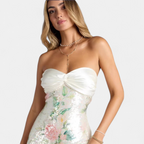 Camille | Women's Floral Sequin Strapless Homecoming Dress with Sweetheart Neckline