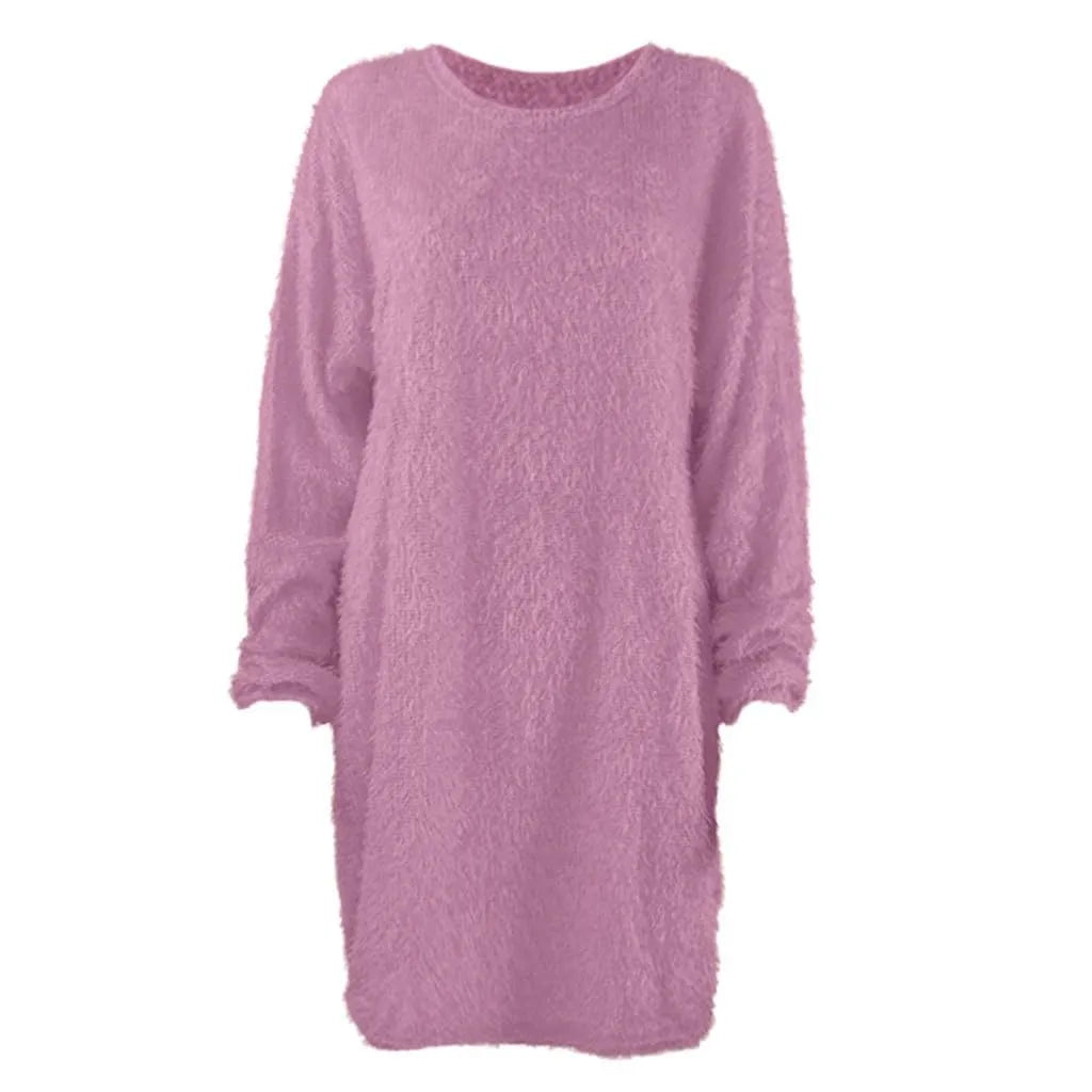 Thea | Women's Fuzzy Knit Sweater Dress