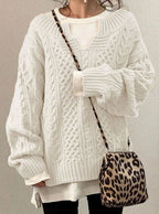 Audrey | Women's Oversized Cable Knit V-Neck Sweater