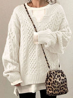 Audrey | Women's Oversized Cable Knit V-Neck Sweater