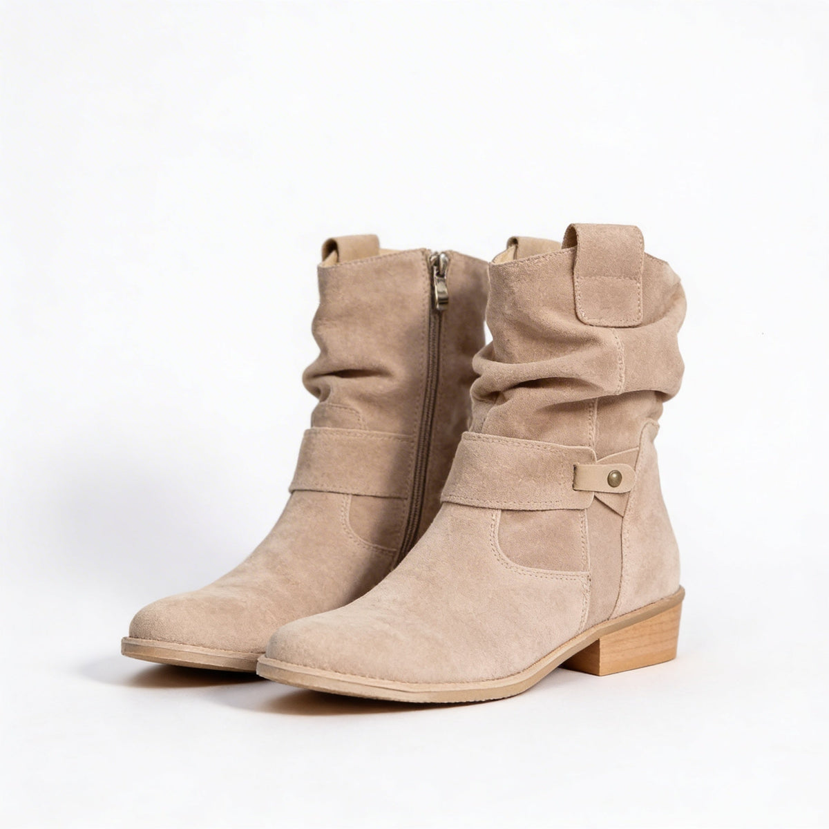 Marigold | Women's Western-Style Slouch Ankle Boots in Suede