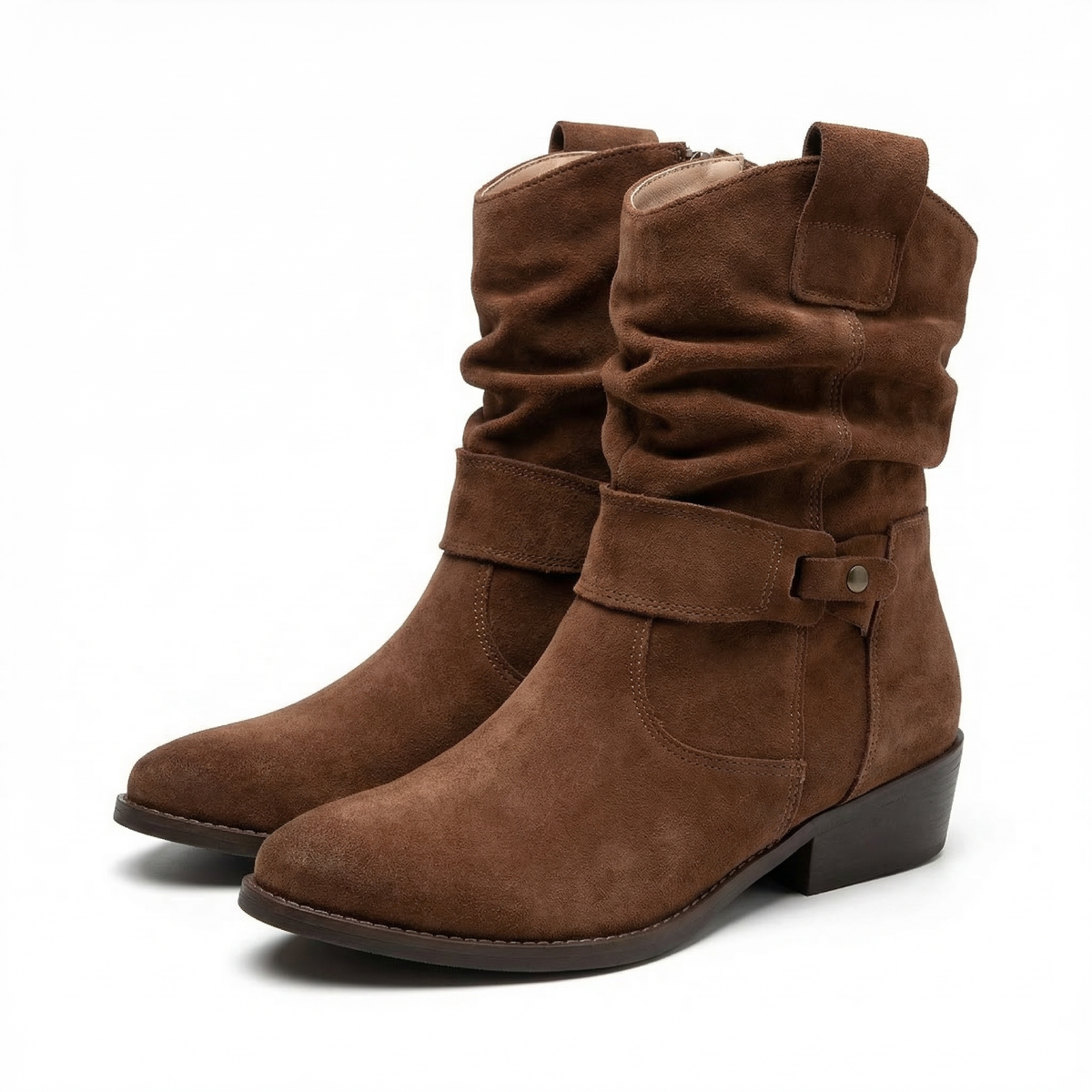 Marigold | Women's Western-Style Slouch Ankle Boots in Suede