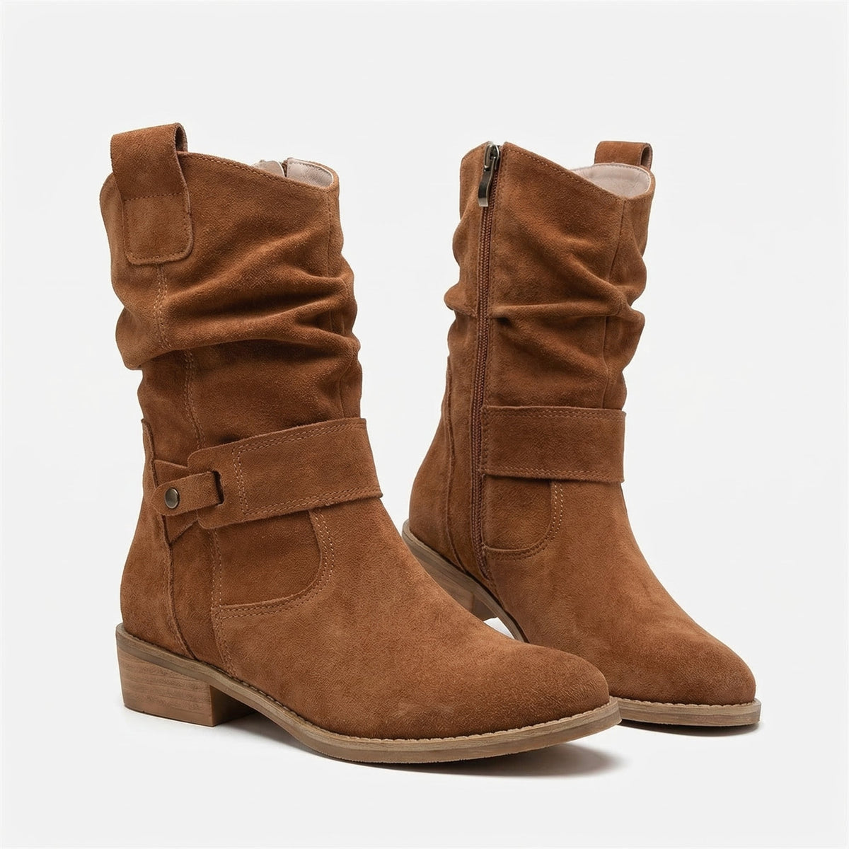 Marigold | Women's Western-Style Slouch Ankle Boots in Suede