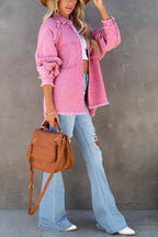Camille | Women's Oversized Frayed Denim Shirt Jacket