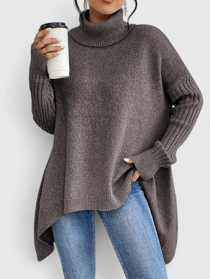 Marisette | Women's Asymmetric Hem Oversized Turtleneck Sweater