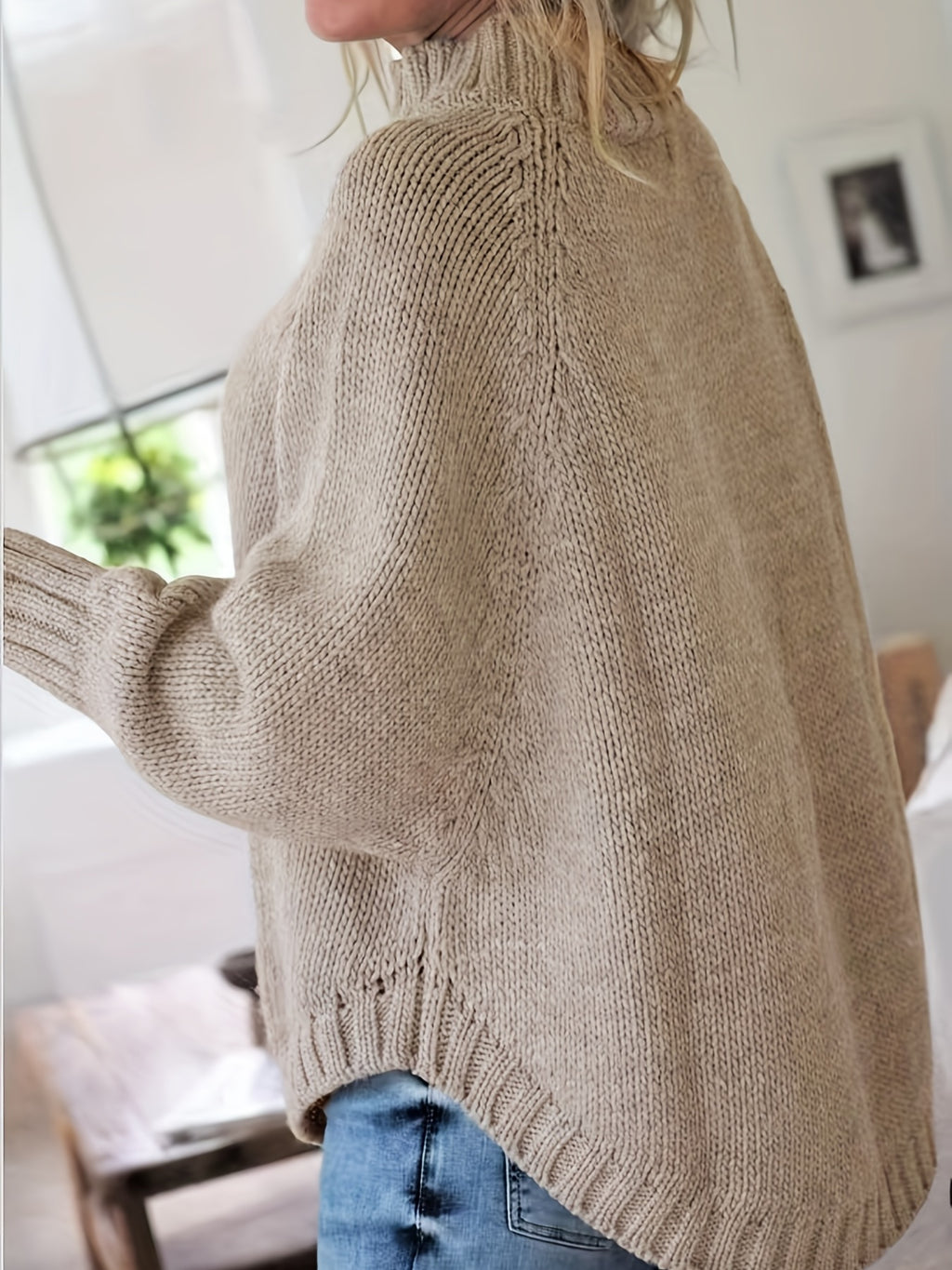Wren | Women's Wool Cable Knit High-Neck Sweater with Flared Hem for Casual Fall Wear