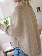 Wren | Women's Wool Cable Knit High-Neck Sweater with Flared Hem for Casual Fall Wear