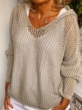 Emberlynn | Women's Open Weave Crochet Hoodie Sweater
