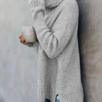 Isolde | Women's Cotton Turtleneck Sweater with Split Hem for Casual Fall Wear