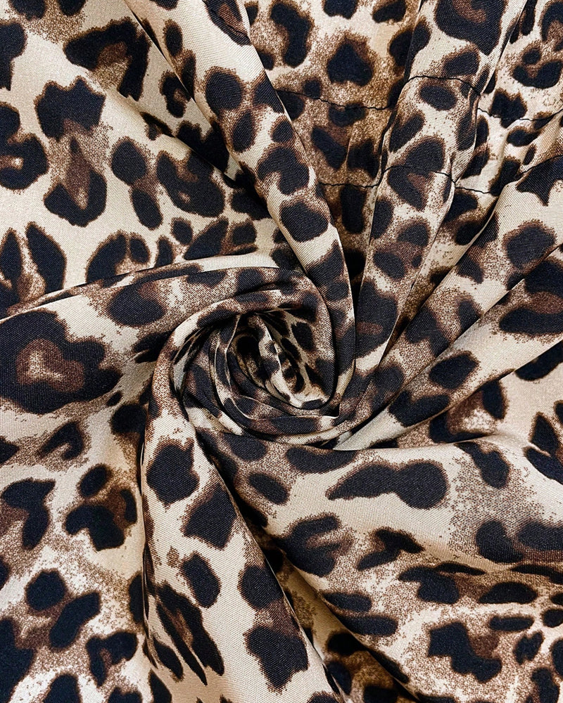 Genevieve | Women's Long Hooded Rain Jacket with Leopard Print Lining