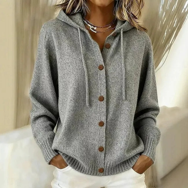 Marigold | Women's Hooded Button-Front Knit Cardigan Sweater