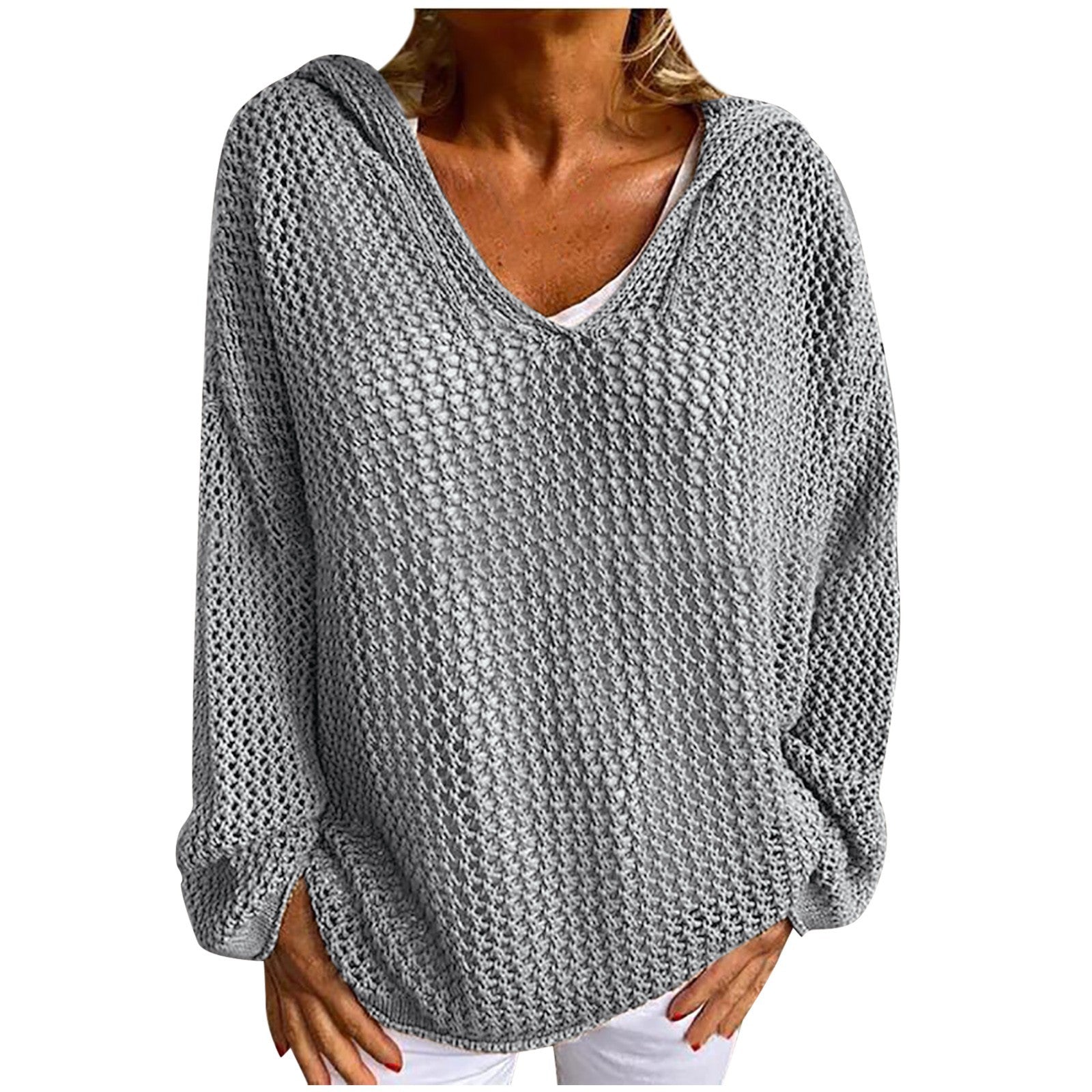 Emberlynn | Women's Open Weave Crochet Hoodie Sweater