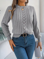Elspeth | Women's Pointelle Cable Knit Crew Neck Sweater