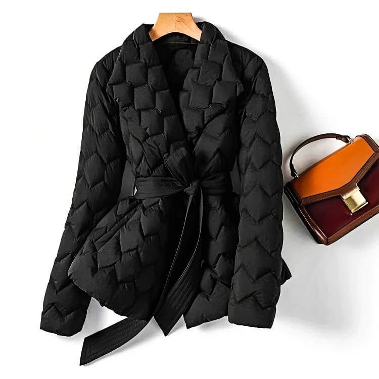 Adalyn | Women's Shawl Collar Quilted Puffer Coat with Self-Tie Belt