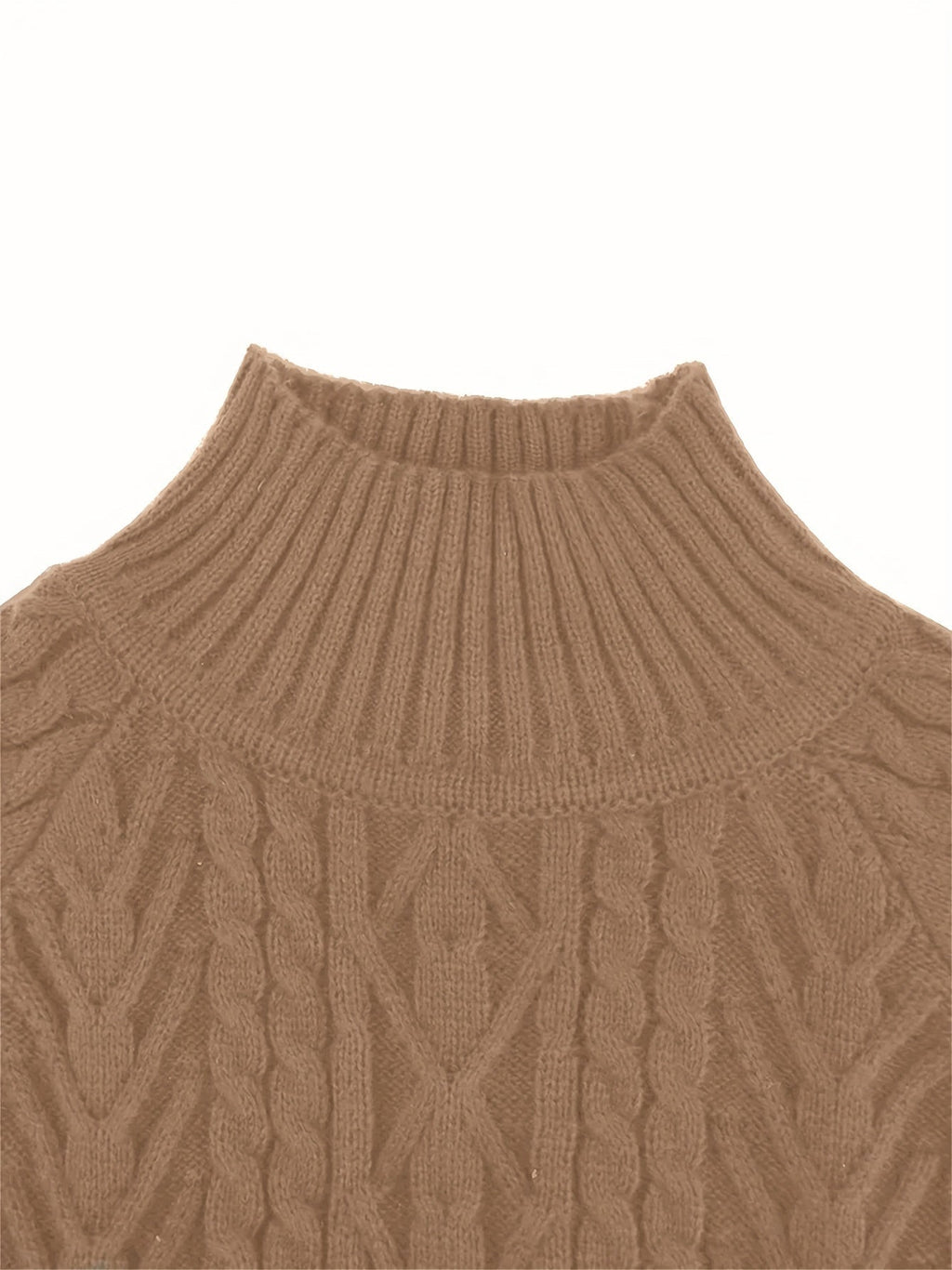 Henriette | Women's Puff Sleeve Cable Knit Mock Neck Sweater