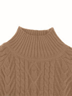 Henriette | Women's Puff Sleeve Cable Knit Mock Neck Sweater