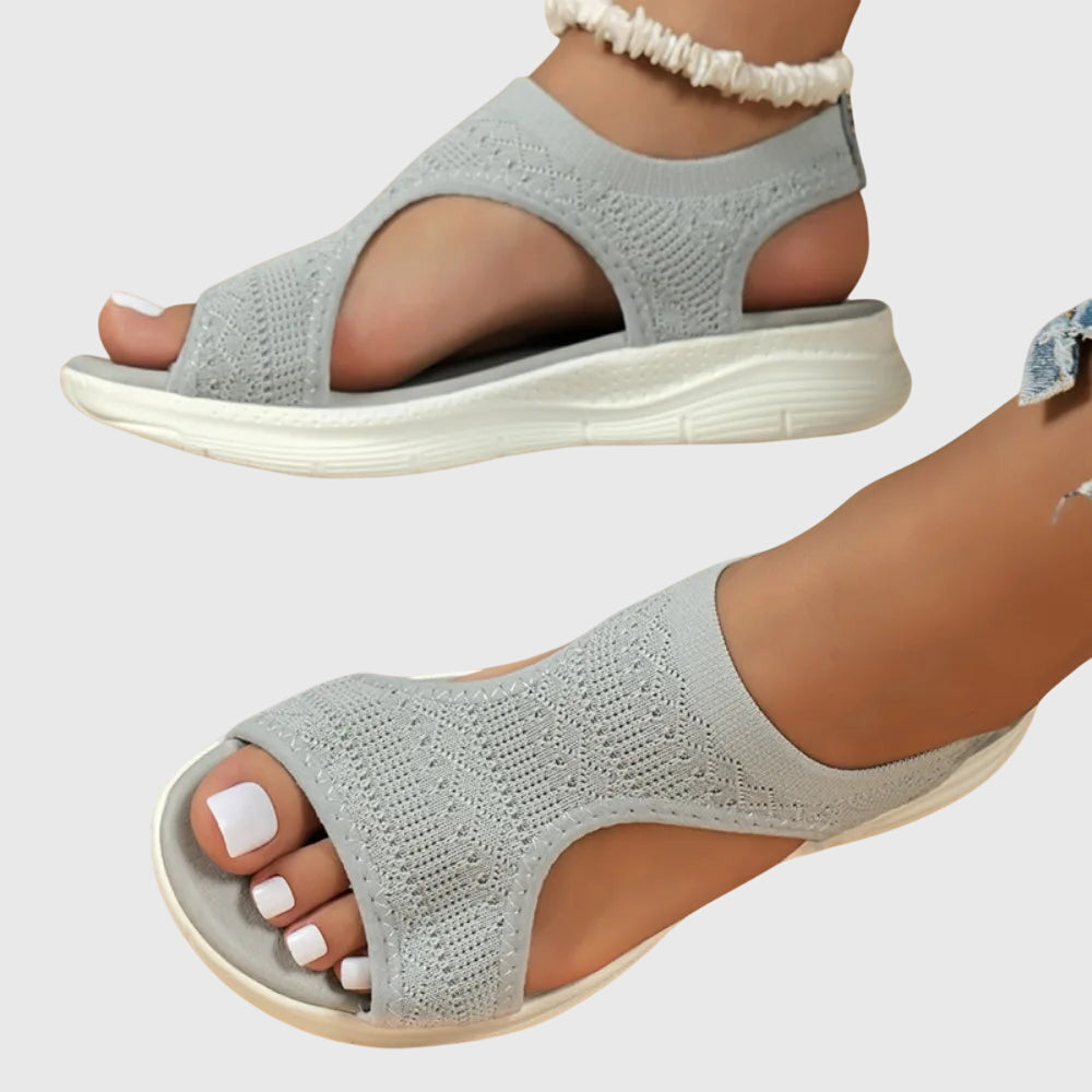 Knit Cut Out Peep Toe Lightweight Platform Sandal