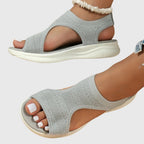 Knit Cut Out Peep Toe Lightweight Platform Sandal
