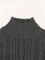 Henriette | Women's Puff Sleeve Cable Knit Mock Neck Sweater