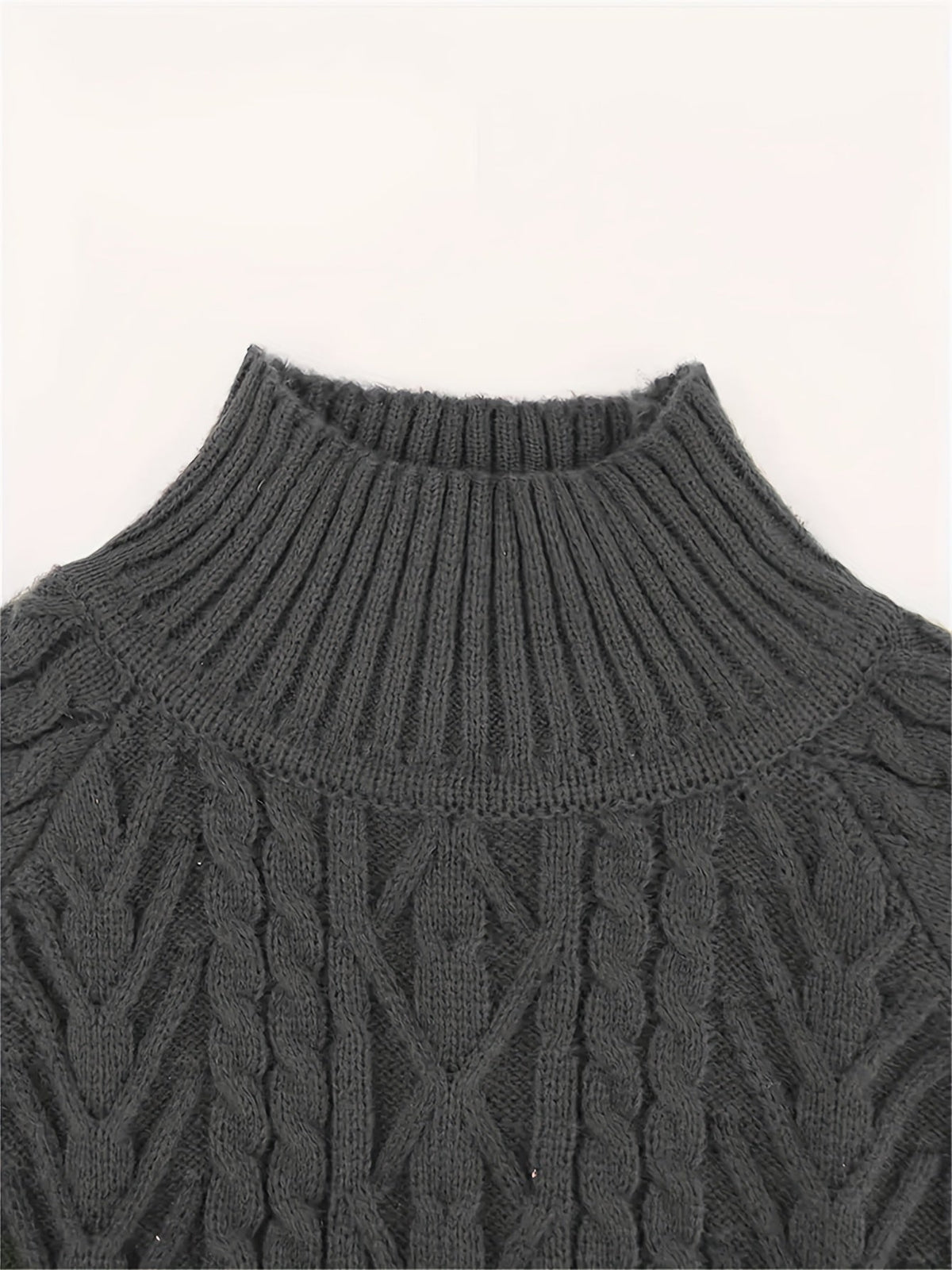 Henriette | Women's Puff Sleeve Cable Knit Mock Neck Sweater