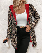 Genevieve | Women's Long Hooded Rain Jacket with Leopard Print Lining