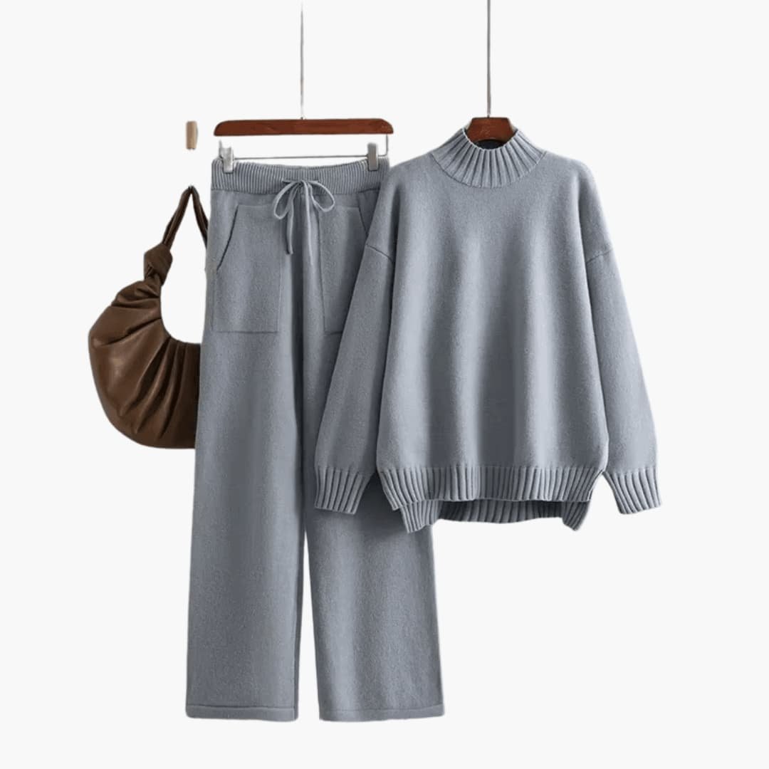 Philomena | Women's Wide Leg Pants and Mock Neck Sweater Two Piece Set