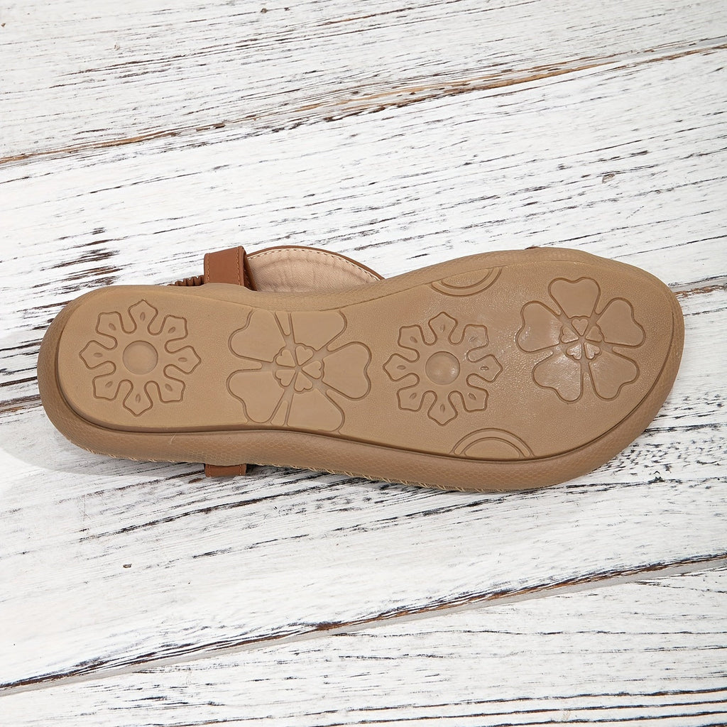Boho Rhinestone Beaded Toe Ring Flat Sandal