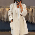 Kiandra | Women's Ribbed Wool Longline Cardigan with Shawl Collar and Pockets