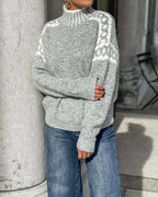 Sable | Women's Fair Isle Shoulder Mock Neck Sweater